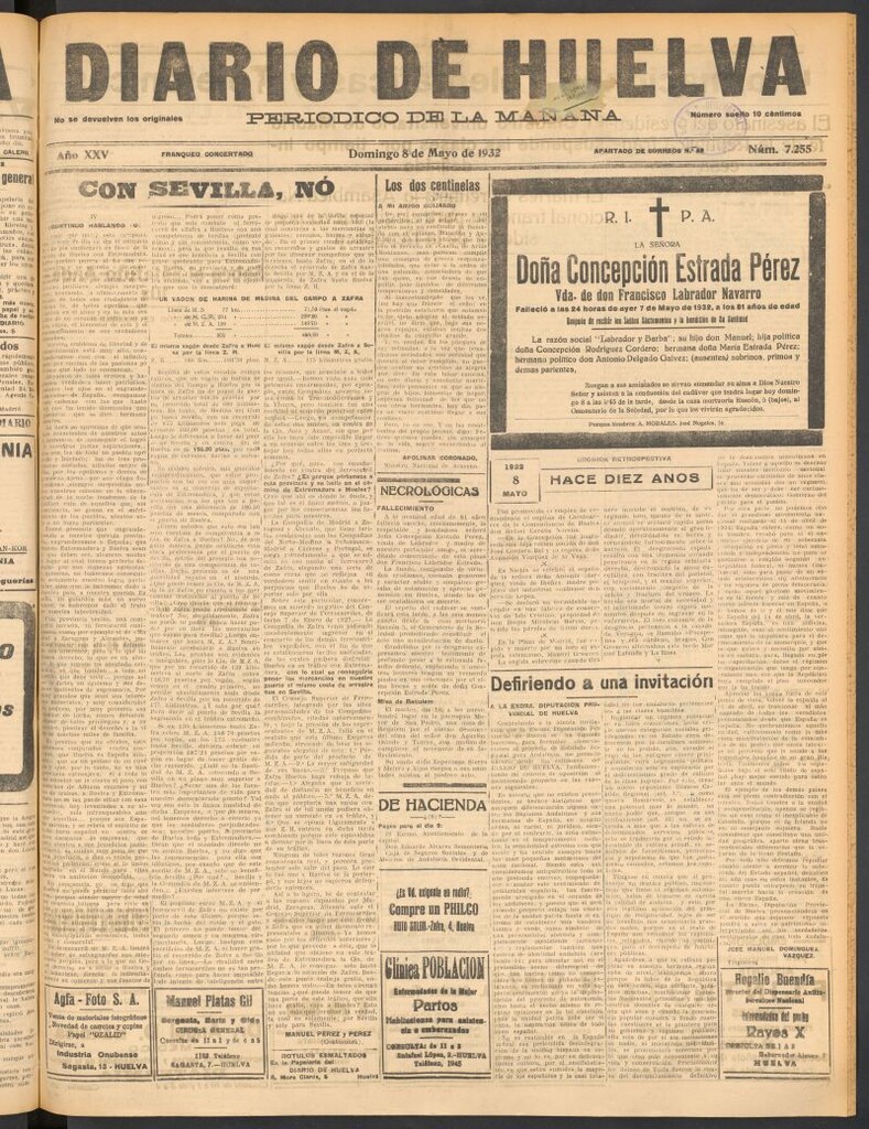 Miniatura de Diario de Huelva : periódico independiente del 8 de mayo de 1932