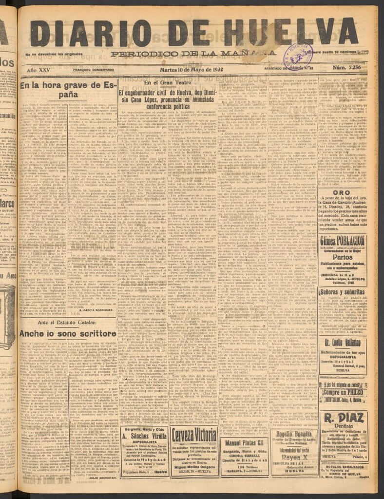 Miniatura de Diario de Huelva : periódico independiente del 10 de mayo de 1932