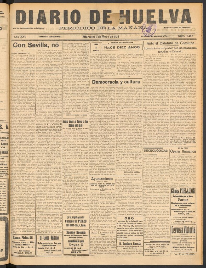Miniatura de Diario de Huelva : periódico independiente del 11 de mayo de 1932