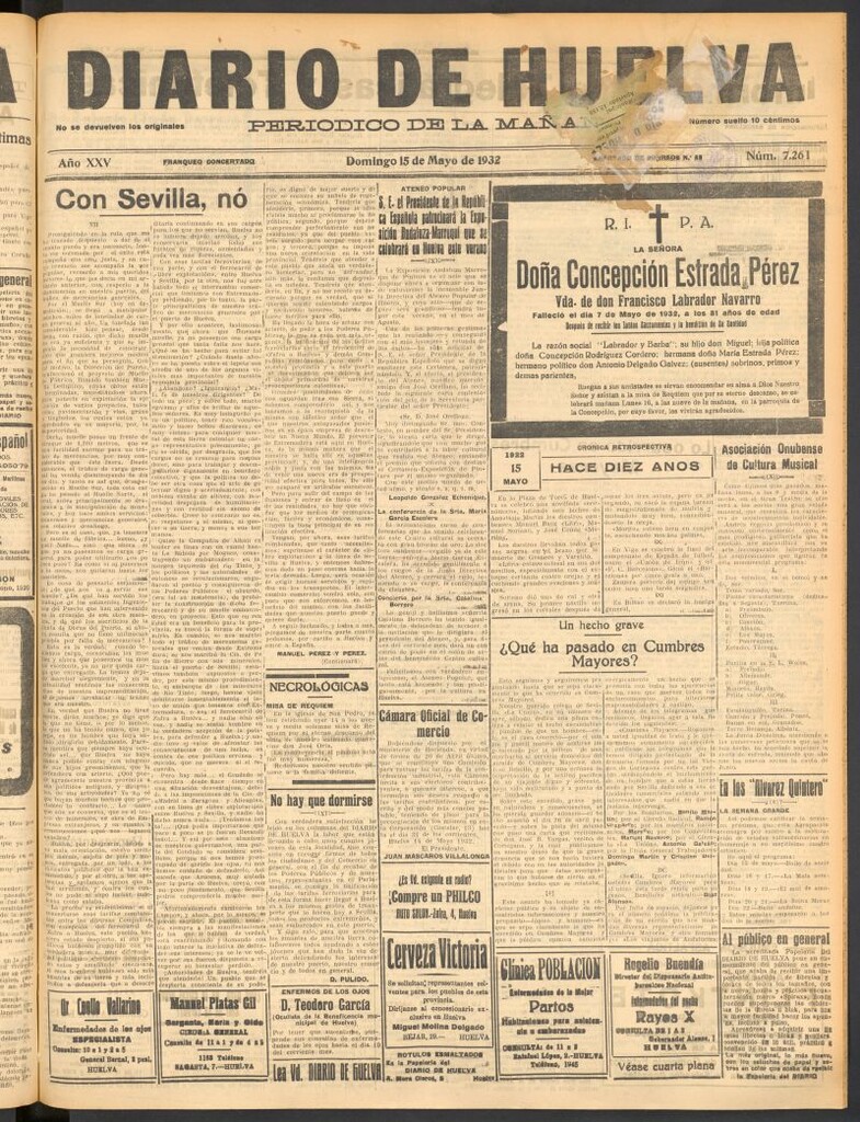 Miniatura de Diario de Huelva : periódico independiente del 15 de mayo de 1932