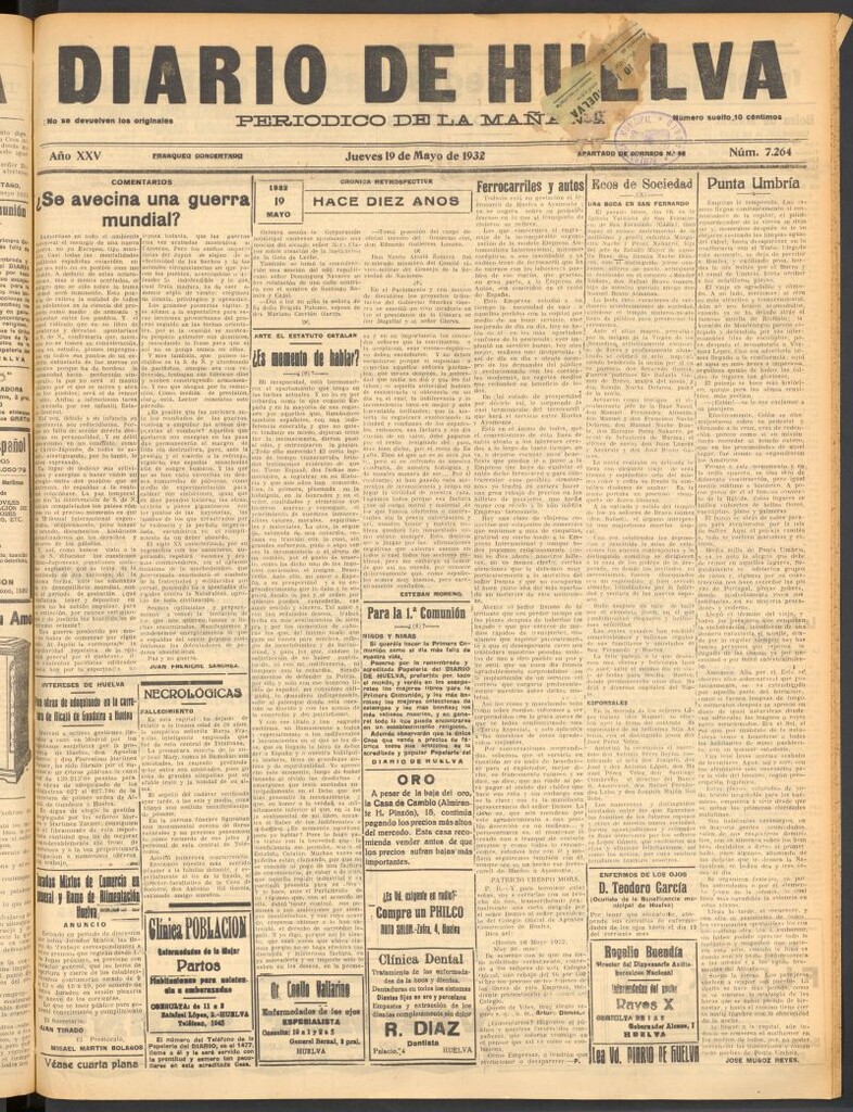Miniatura de Diario de Huelva : periódico independiente del 19 de mayo de 1932