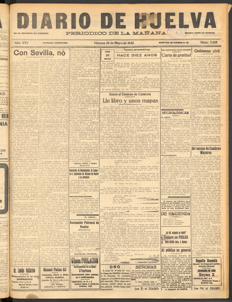 Miniatura de Diario de Huelva : periódico independiente del 20 de mayo de 1932