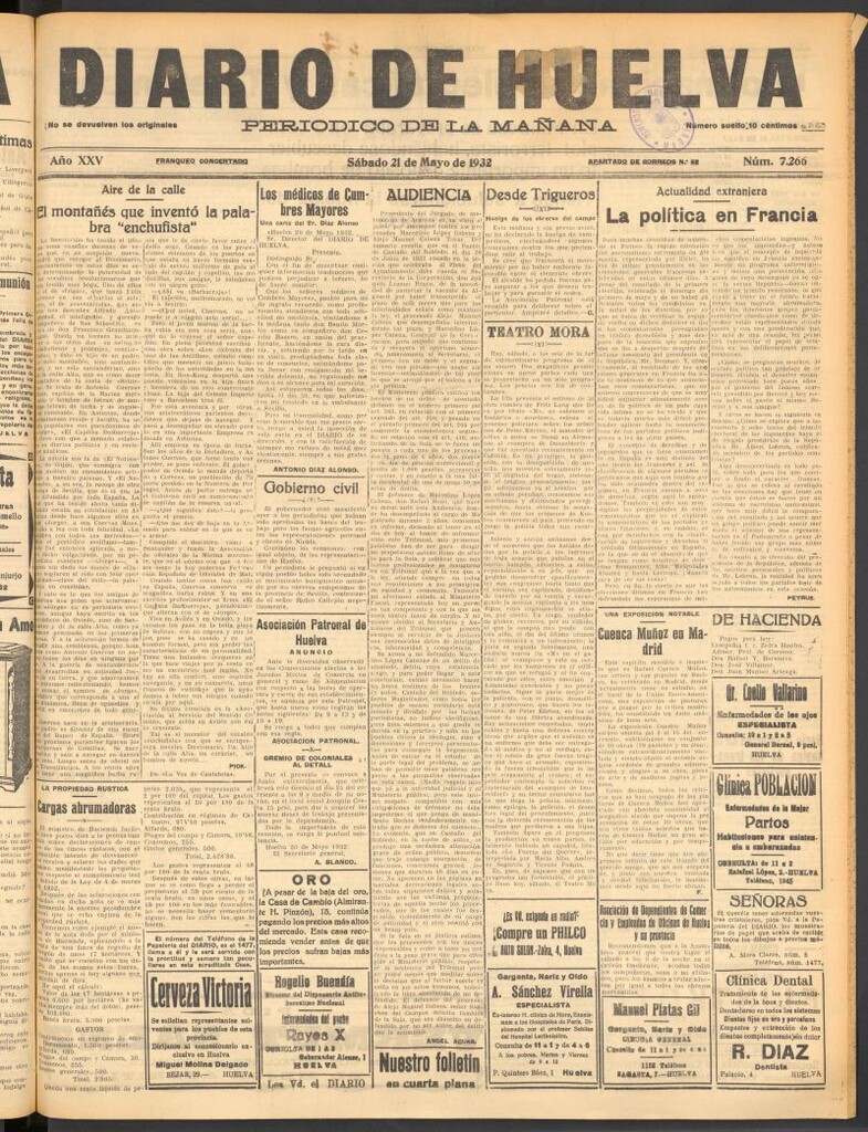 Miniatura de Diario de Huelva : periódico independiente del 21 de mayo de 1932
