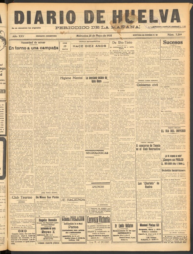 Miniatura de Diario de Huelva : periódico independiente del 25 de mayo de 1932