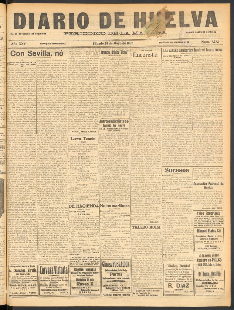 Miniatura de Diario de Huelva : periódico independiente del 28 de mayo de 1932