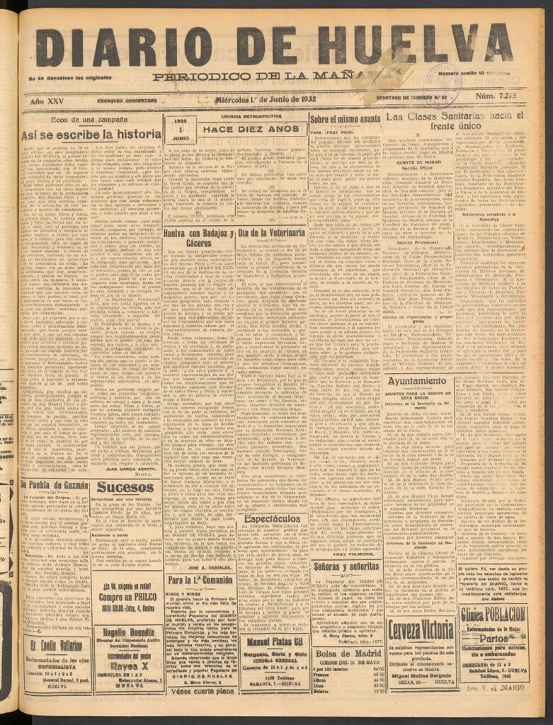 Miniatura de Diario de Huelva : periódico independiente del 1 de junio de 1932