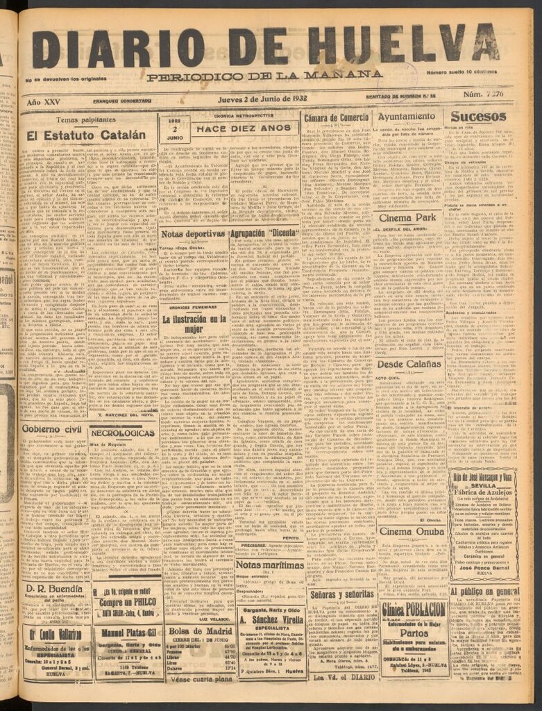 Miniatura de Diario de Huelva : periódico independiente del 2 de junio de 1932
