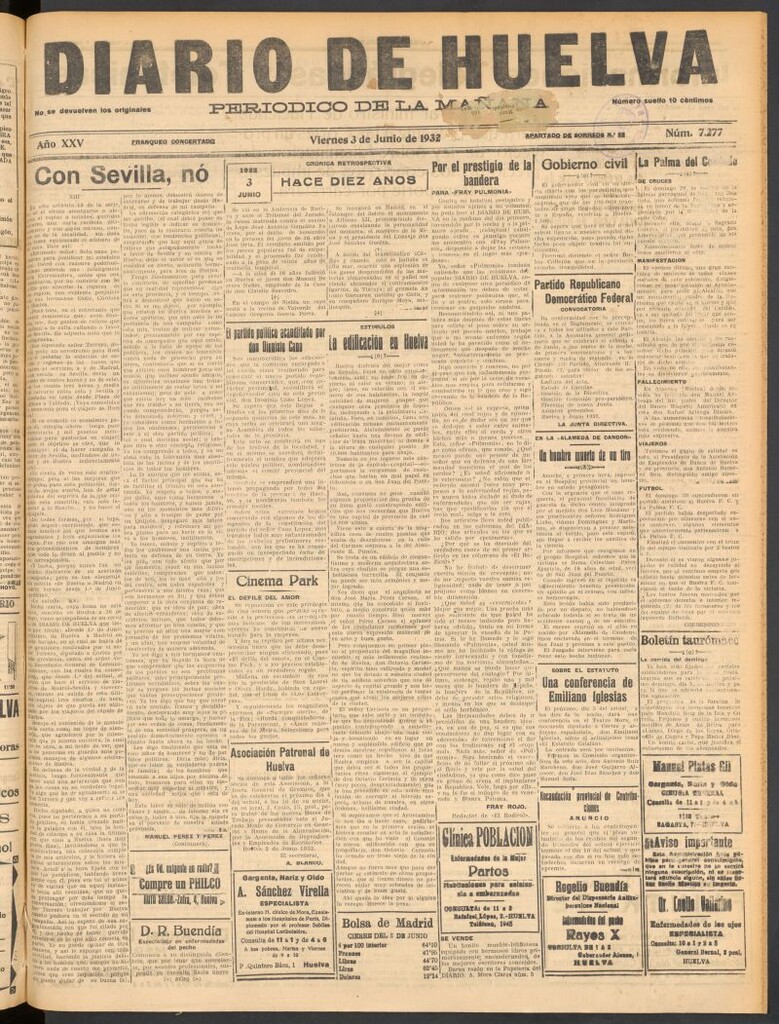 Miniatura de Diario de Huelva : periódico independiente del 3 de junio de 1932
