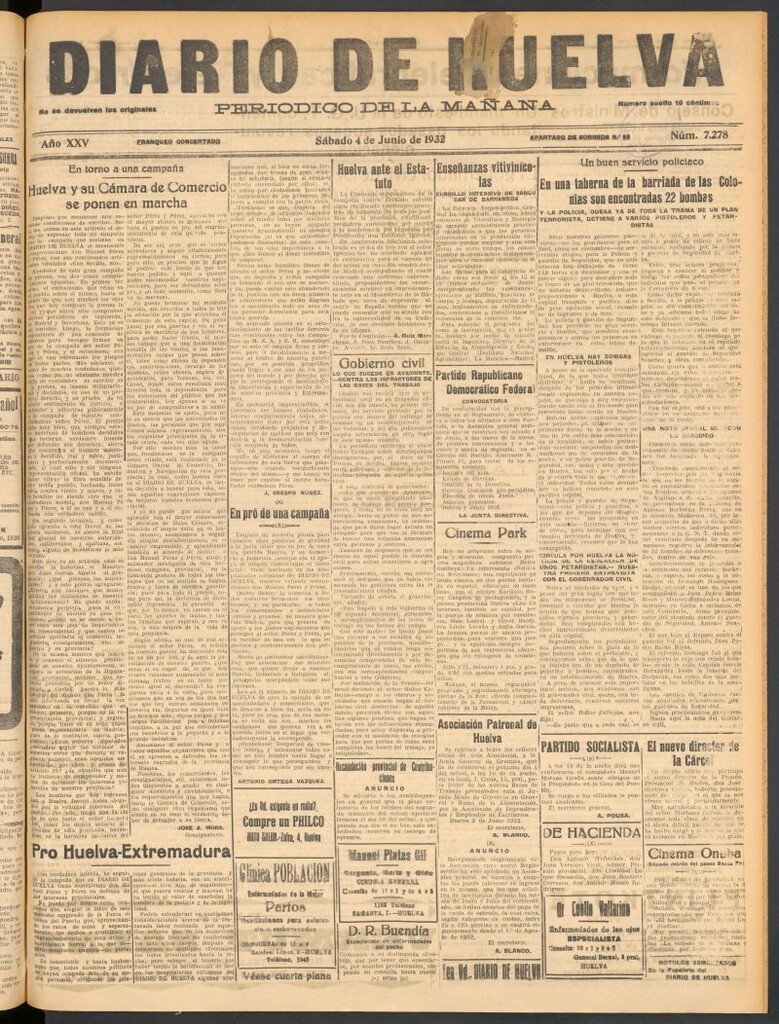 Miniatura de Diario de Huelva : periódico independiente del 4 de junio de 1932