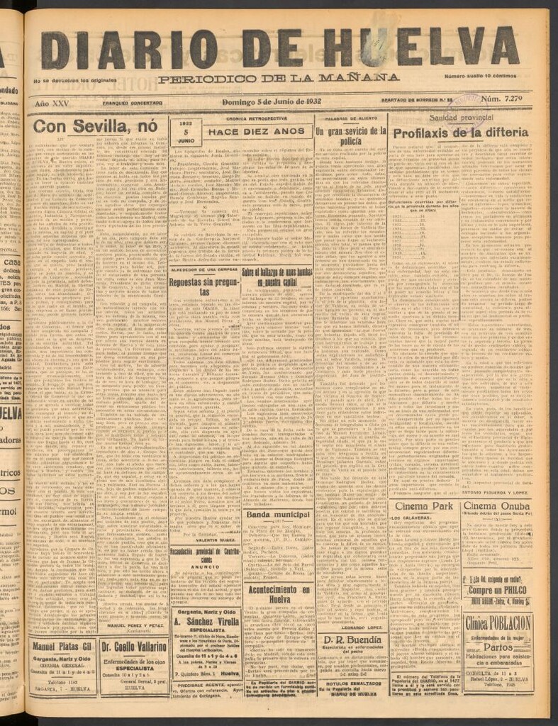 Miniatura de Diario de Huelva : periódico independiente del 5 de junio de 1932