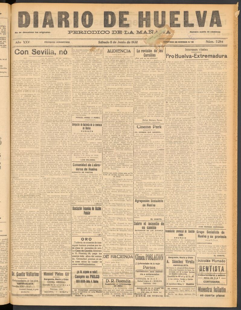 Miniatura de Diario de Huelva : periódico independiente del 10 de junio de 1932