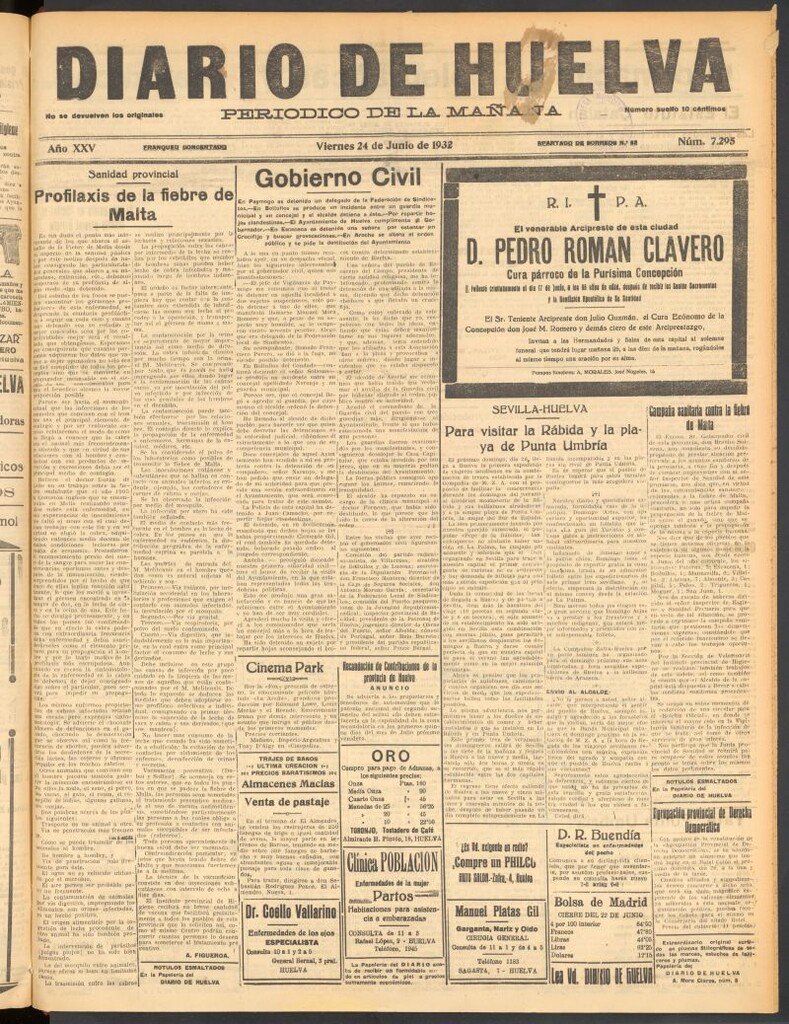 Miniatura de Diario de Huelva : periódico independiente del 24 de junio de 1932