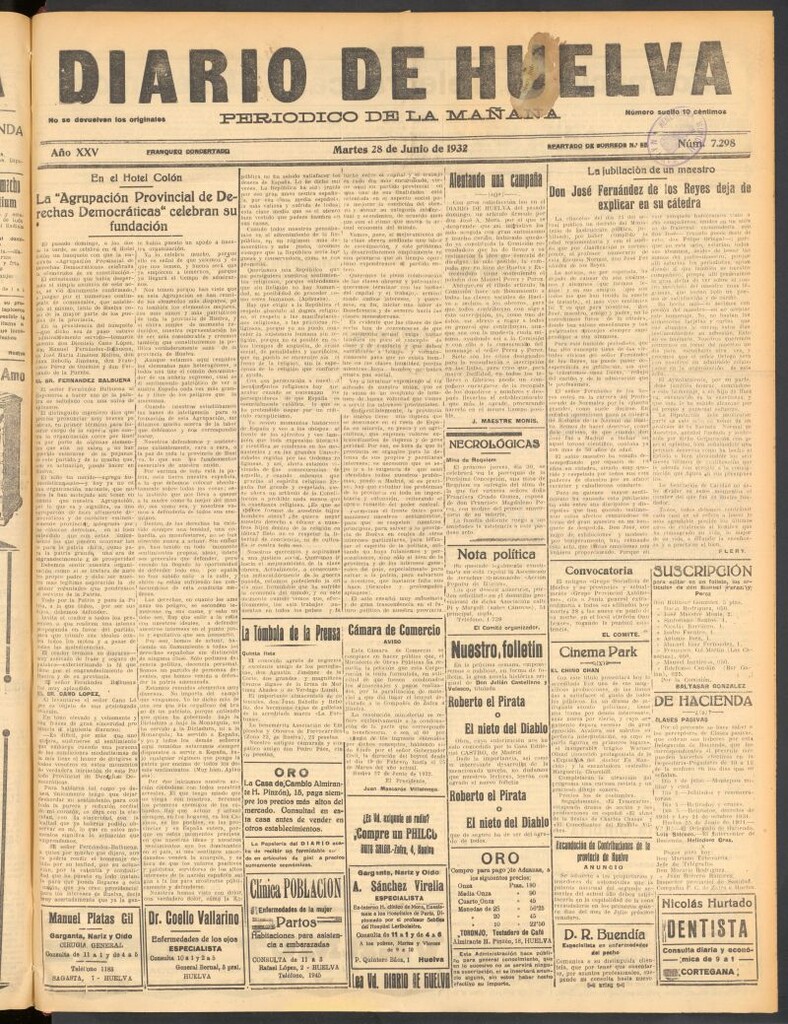 Miniatura de Diario de Huelva : periódico independiente del 28 de junio de 1932