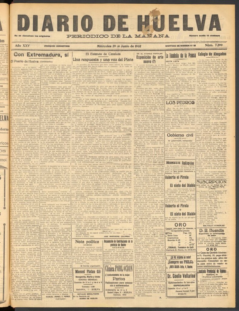 Miniatura de Diario de Huelva : periódico independiente del 29 de junio de 1932