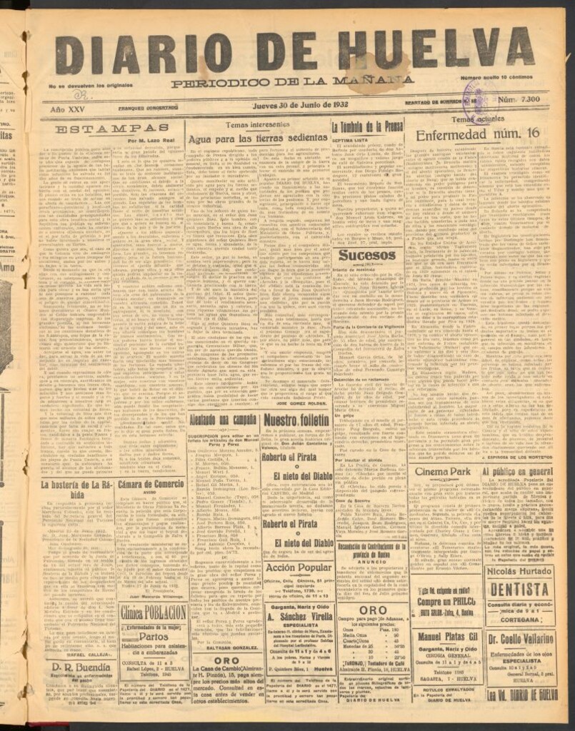 Miniatura de Diario de Huelva : periódico independiente del 30 de junio de 1932