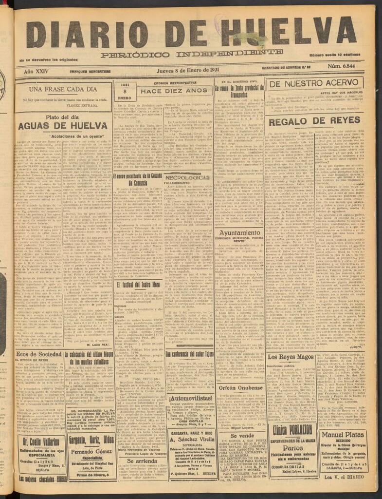 Miniatura de Diario de Huelva : periódico independiente del 8 de enero de 1931
