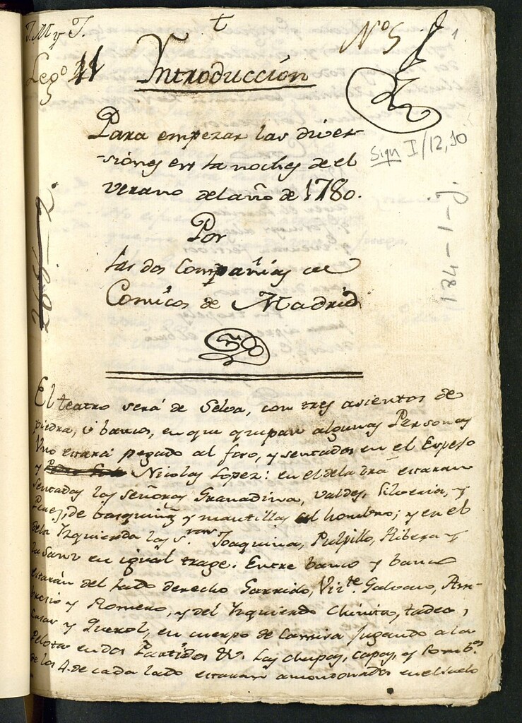 Miniatura de Introducción para empezar las diversiones en la noche de el verano del año de 1780 por las dos Compañías de comicos de Madrid