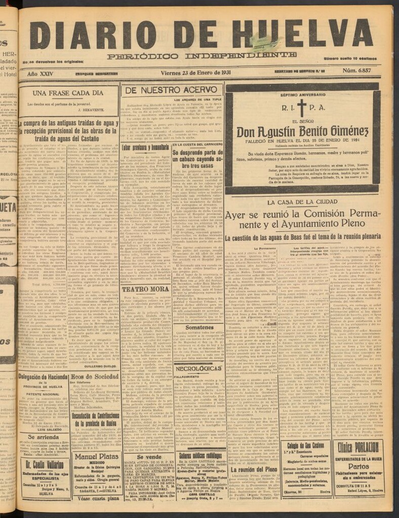 Miniatura de Diario de Huelva : periódico independiente del 23 de enero de 1931