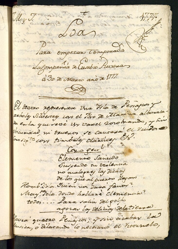 Miniatura de Loa para el año de 1777
