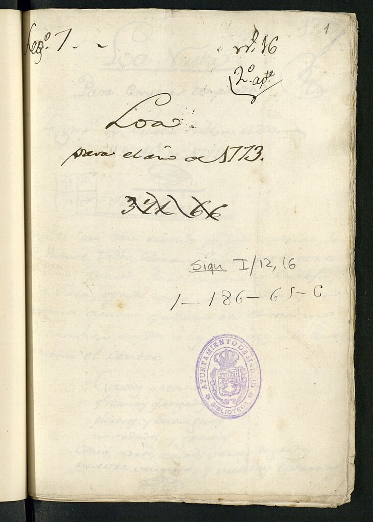 Miniatura de Loa para el año 1773