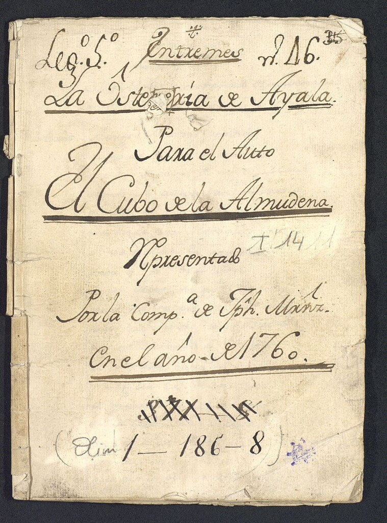 Miniatura de La Ostería de Ayala: Entremés Para el Auto El Cubo de la Almudena Representado por la Compª de Jph. Martínez en el año de 1760