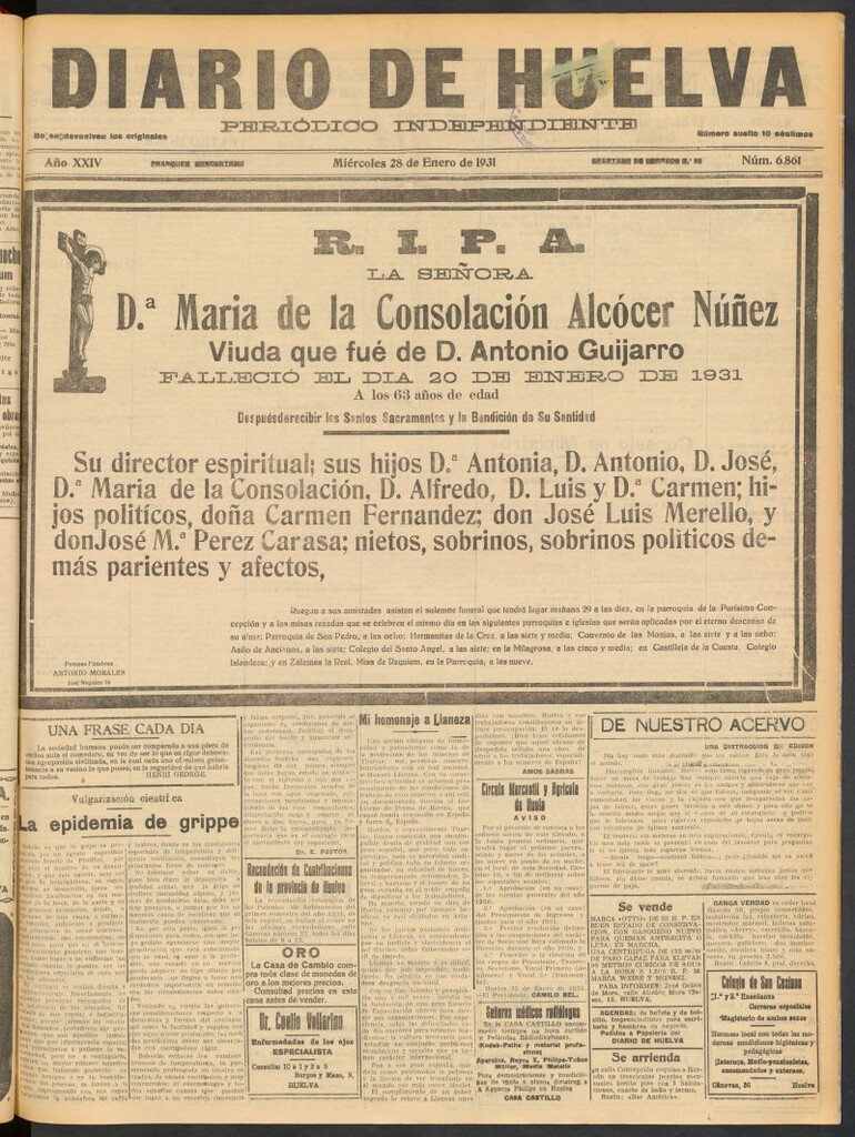 Miniatura de Diario de Huelva : periódico independiente del 28 de enero de 1931