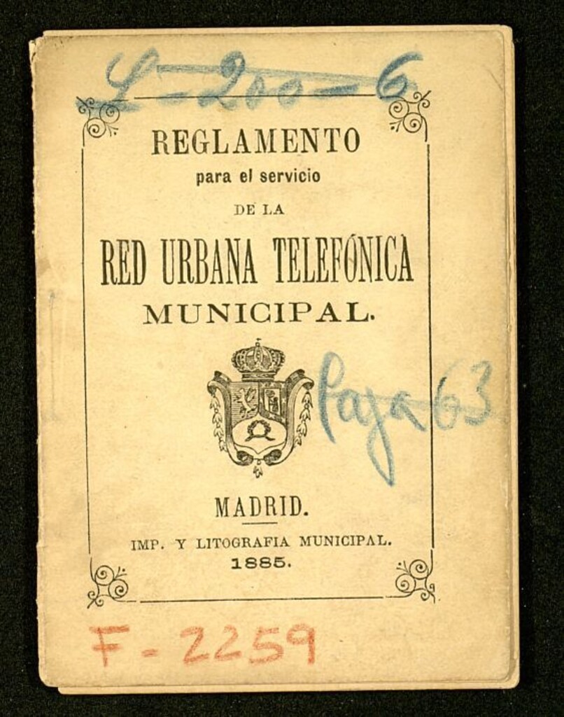 Miniatura de Reglamento para el Servicio de la Red Urbana Telefónica Municipal