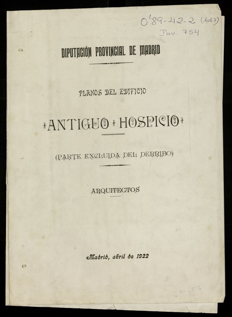 Miniatura de Planos del edificio del antiguo hospicio de Madrid referidos a la parte excluida del derribo