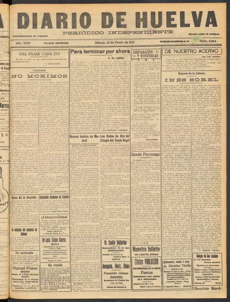 Miniatura de Diario de Huelva : periódico independiente del 31 de enero de 1931