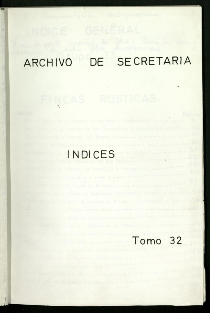 Miniatura de Inventario de Secretaría (Tomo 32): Fincas rústicas (1381-1897)