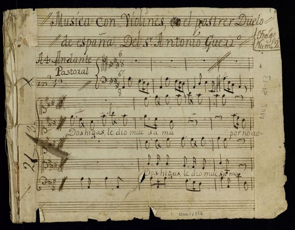 Miniatura de Música con violines en El postrer duelo de España