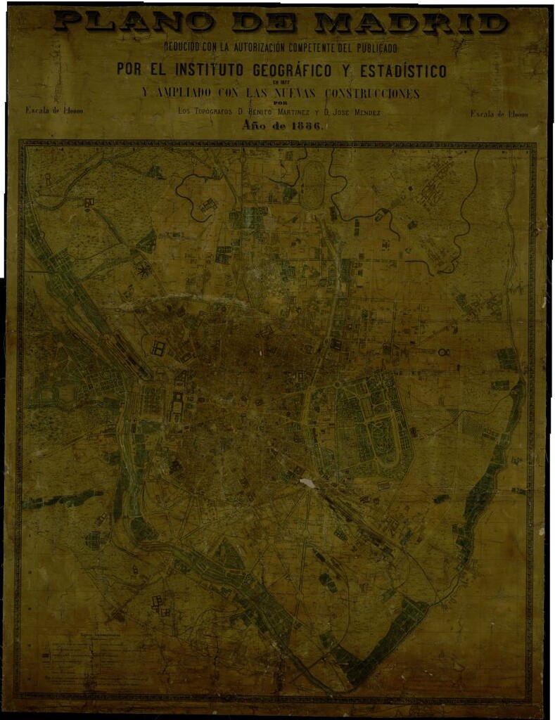 Miniatura de Plano de Madrid reducido con la autorización competente del publicado por el Instituto Geográfico y Estadístico en 1877 y ampliado con las nuevas construcciones
