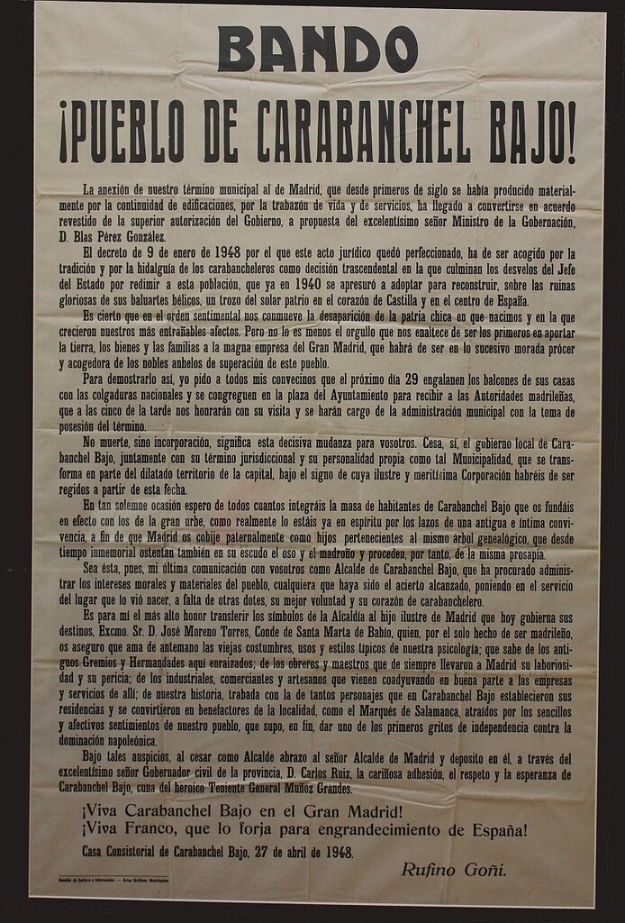 Miniatura de Bando sobre la anexión de Carabanchel Bajo a la ciudad de Madrid