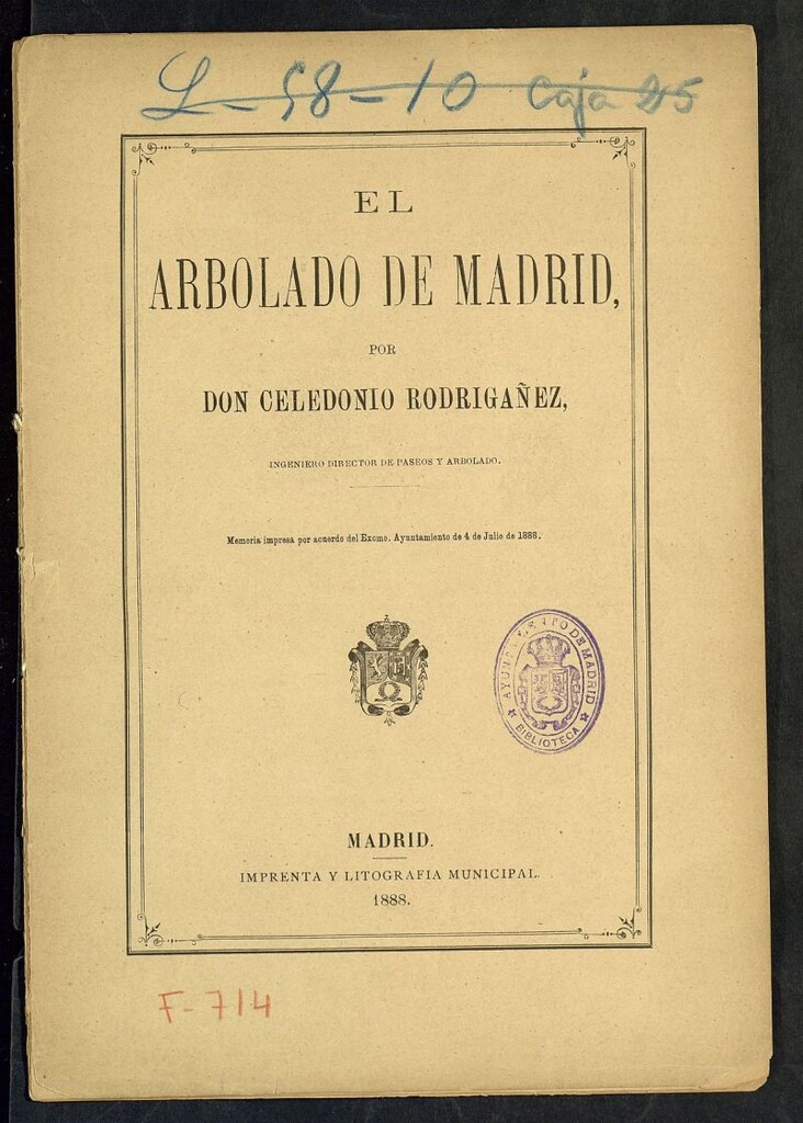 Miniatura de El arbolado de Madrid: Memoria impresa por acuerdo del Ayuntamiento de 4 de julio de 1888