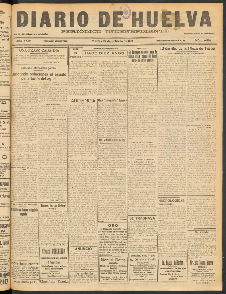 Miniatura de Diario de Huelva : periódico independiente del 24 de febrero de 1931