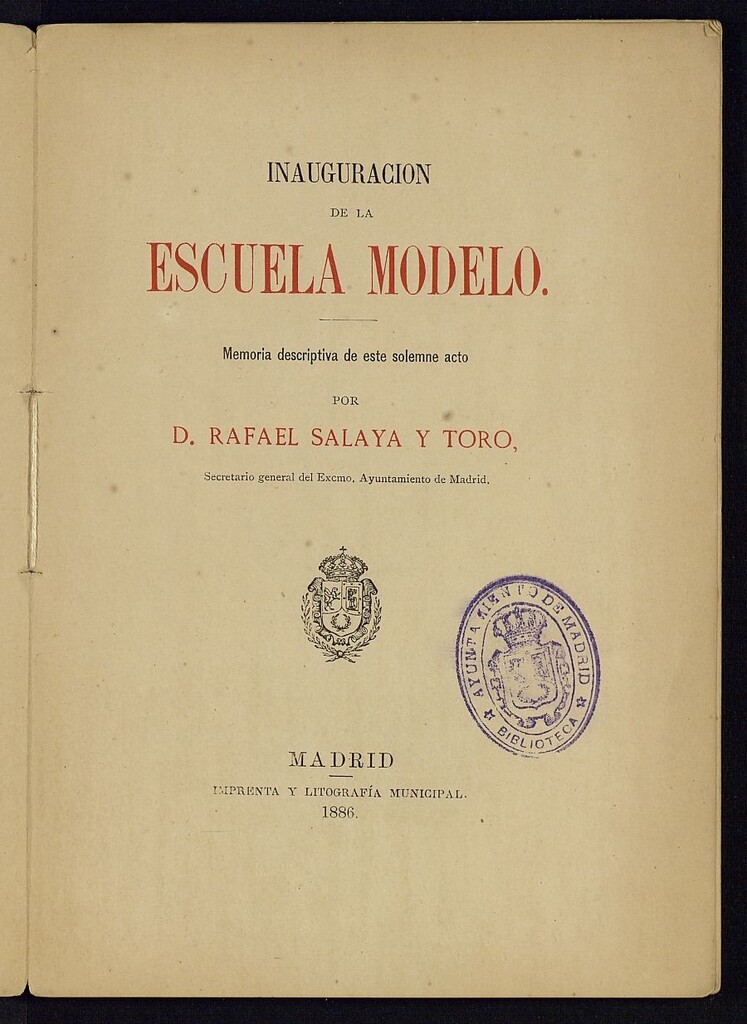 Miniatura de Inauguración de la Escuela Modelo: memoria descriptiva de este solemne acto