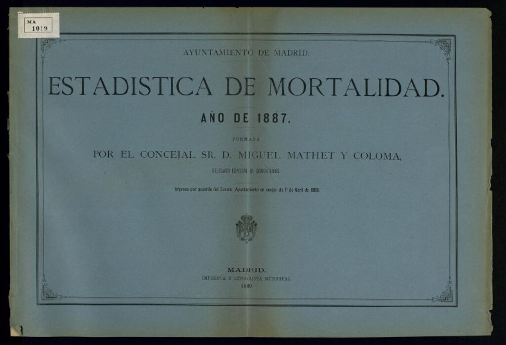 Miniatura de Estadística de mortalidad: año de 1887