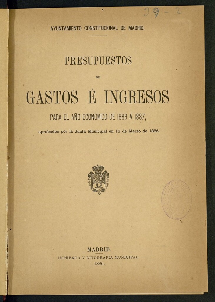 Miniatura de Presupuestos de gastos é ingresos para el año económico de 1886 á 1887