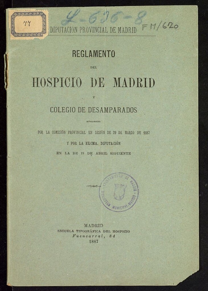 Miniatura de Reglamento del Hospicio de Madrid y Colegio de Desamparados