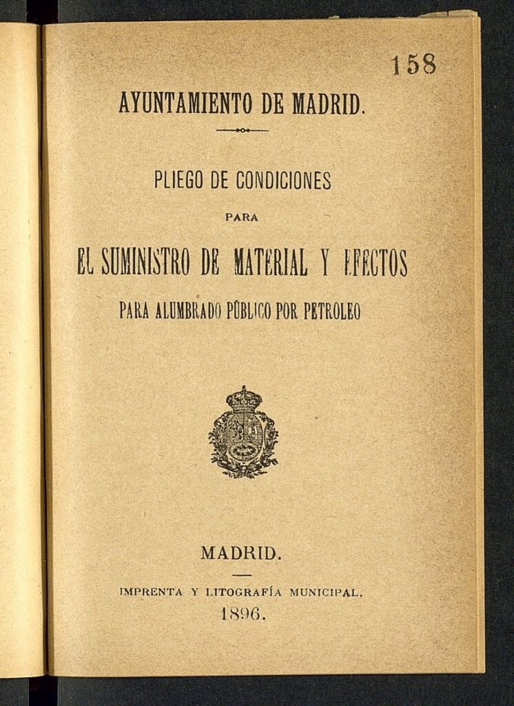 Miniatura de Pliego de condiciones para el suministro de material y efectos para el alumbrado público por petróleo