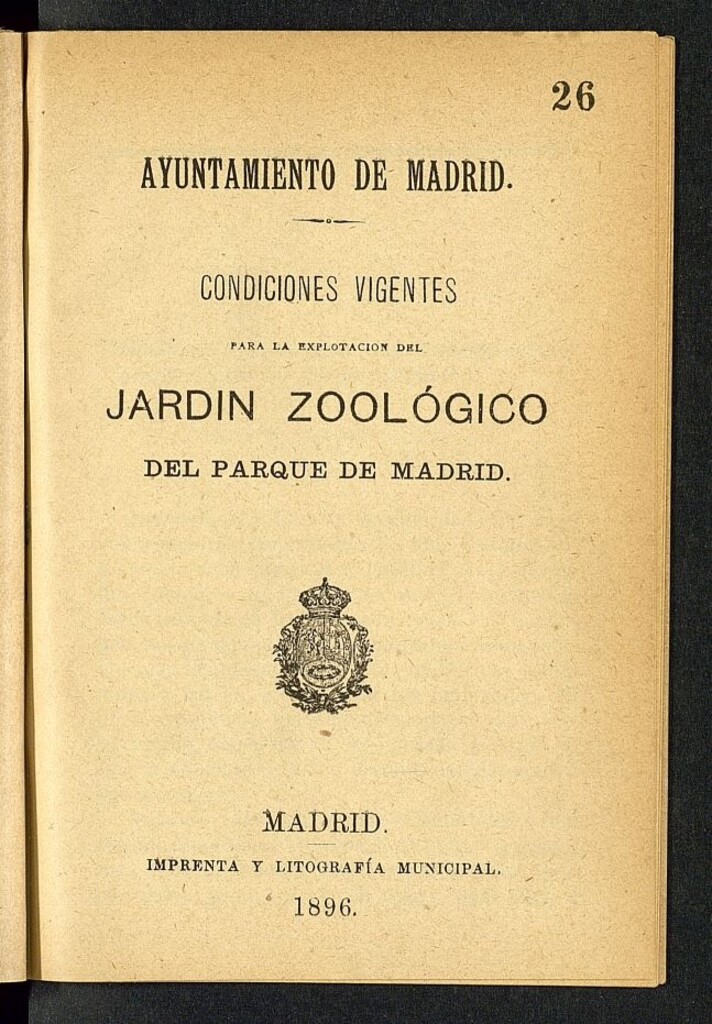 Miniatura de Condiciones vigentes para la explotación del jardín zoológico del Parque de Madrid
