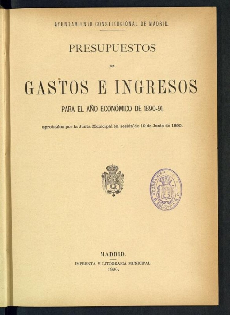 Miniatura de Presupuestos de gastos é ingresos para el año económico de 1890-91