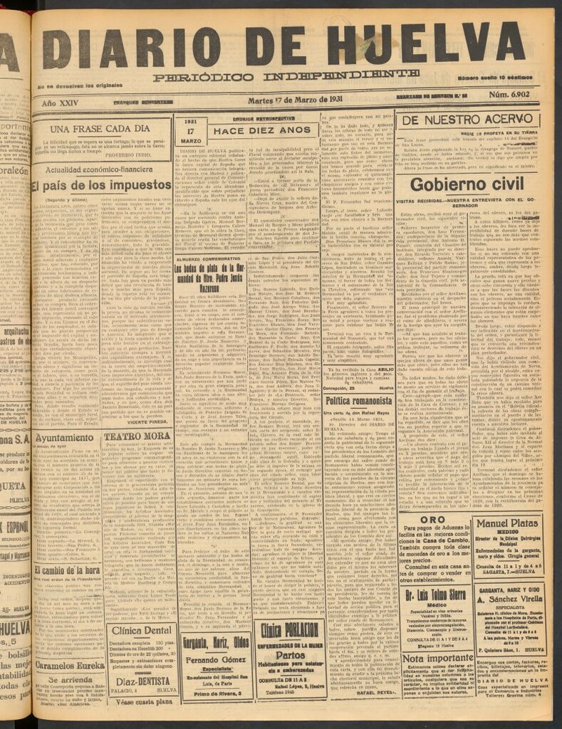 Miniatura de Diario de Huelva : periódico independiente del 17 de marzo de 1931