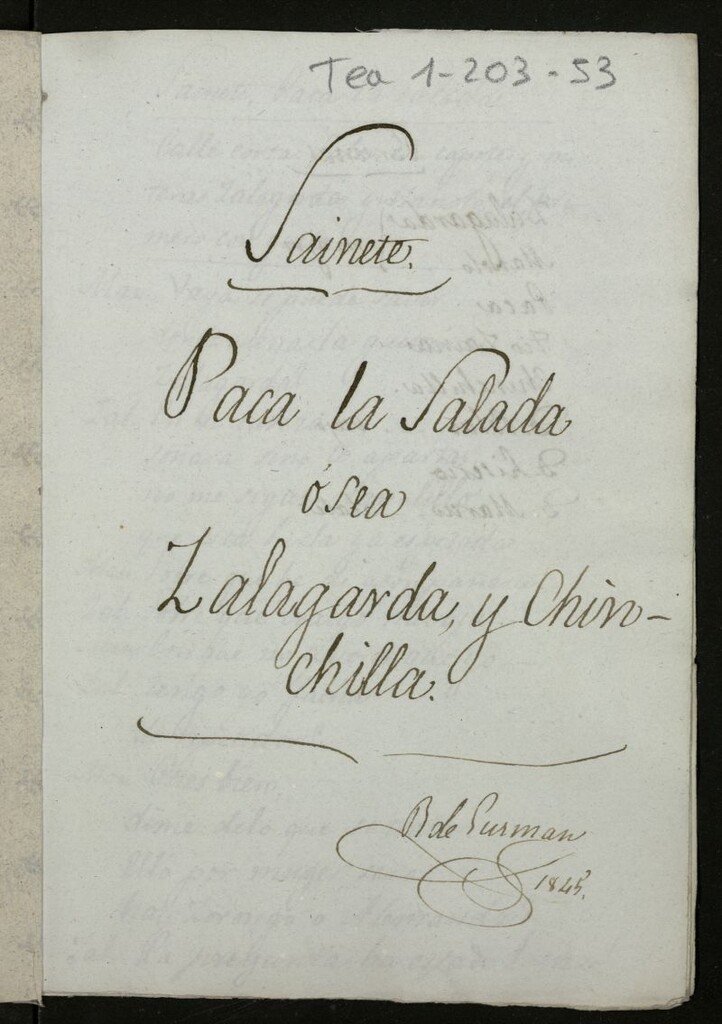 Miniatura de Paca la Salada o sea Zalagarda y Chinchilla, Sainete
