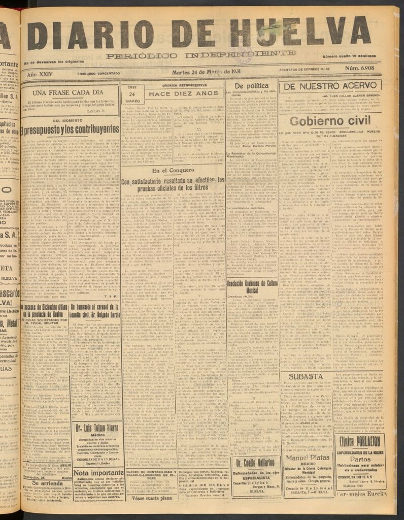 Miniatura de Diario de Huelva : periódico independiente del 24 de marzo de 1931