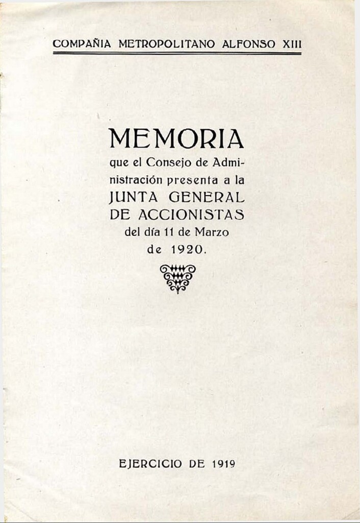 Miniatura de Memoria que el Consejo de Administración presenta a la Junta General de Accionistas del día 11 de marzo de 1920: Ejercicio 1919