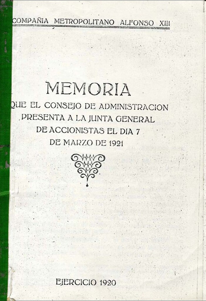 Miniatura de Memoria que el Consejo de Administración presenta a la Junta General de Accionistas del día 7 de marzo de 1921: Ejercicio 1920