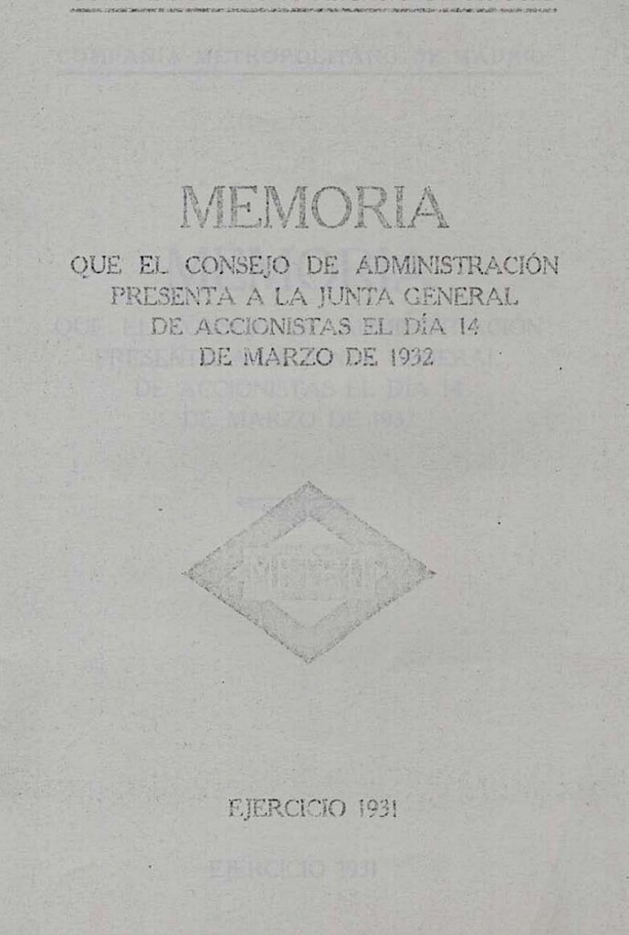 Miniatura de Memoria que el Consejo de Administración presenta a la Junta General de Accionistas del día 14 de marzo de 1932: Ejercicio 1931