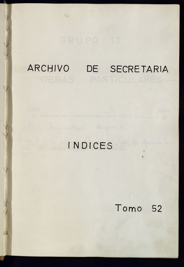 Miniatura de Inventario de Secretaría (Tomo 52): Obras particulares (1796-1843)