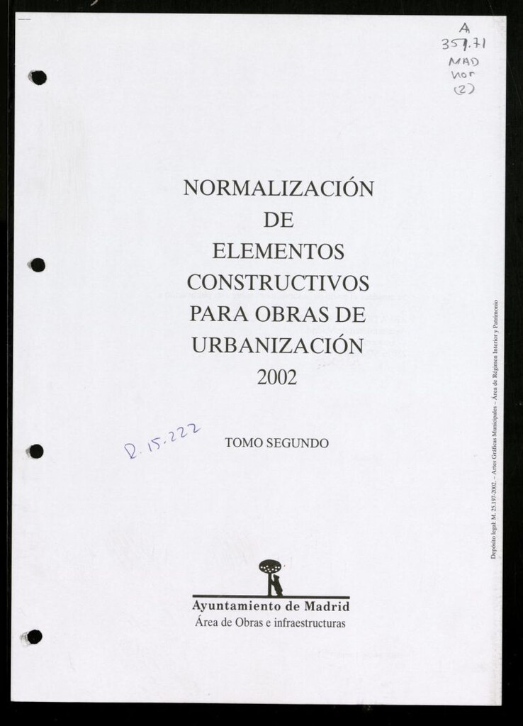 Miniatura de Normalización de elementos Constructivos para obra de urbanización 2002: volumen 2.